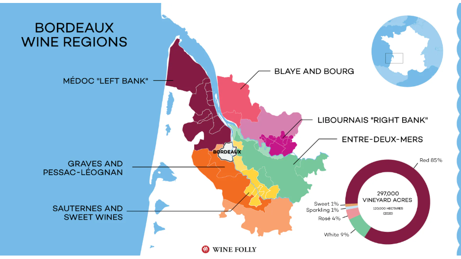 Bản đồ rượu vang Bordeaux