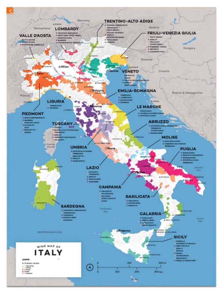 Vùng sản xuất rượu vang Ý