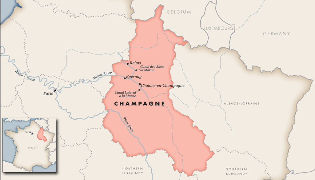 Vùng Champagne của Pháp sản xuất rượu Champagne