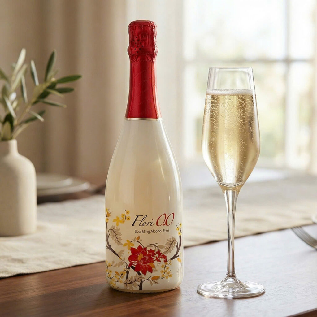 Chai vang Sparkling wine không cồn Flori 0.0